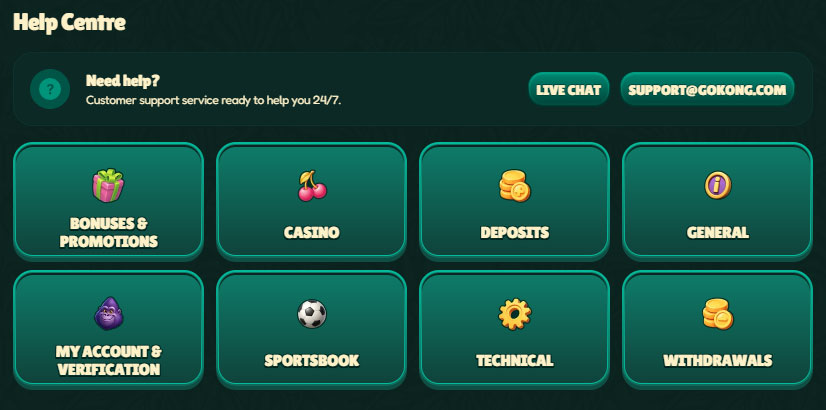 GoKong Casino Korisnička podrška