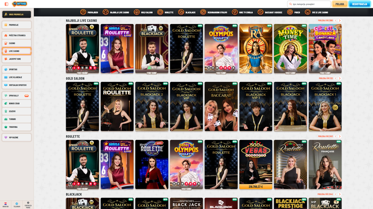 Wyns Casino casino uživo Hrvatska