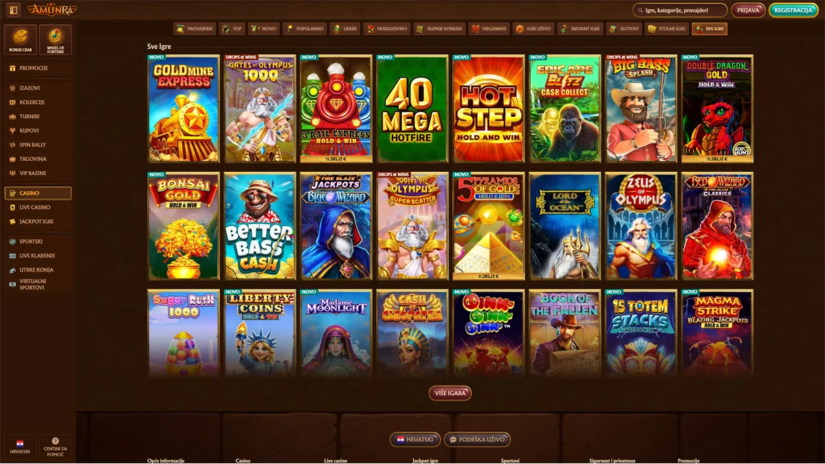 AmunRa Casino Homescreen
