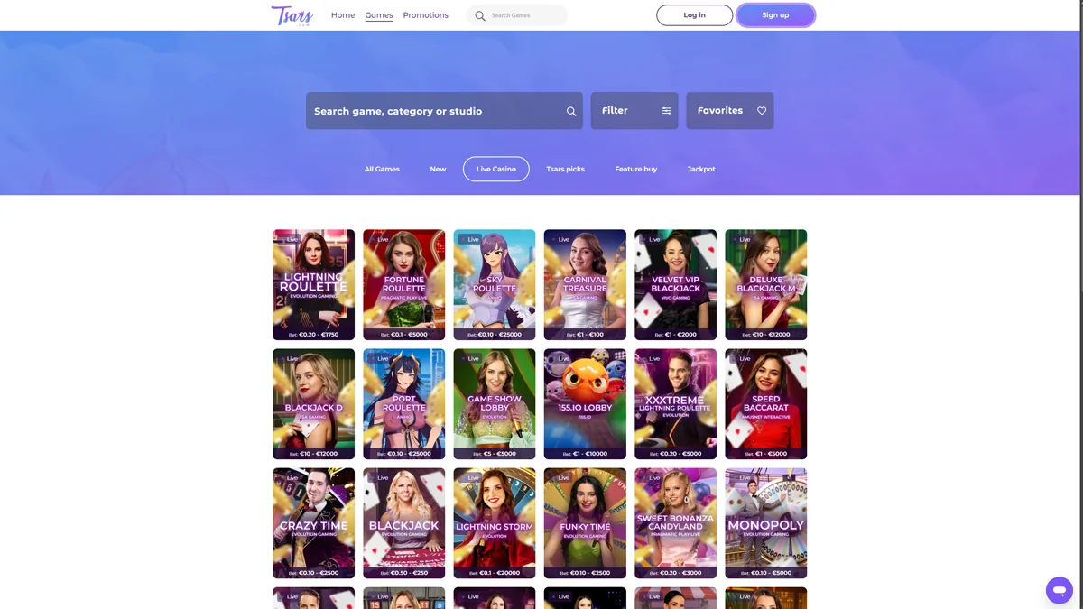 Tsars Casino Live-Casino